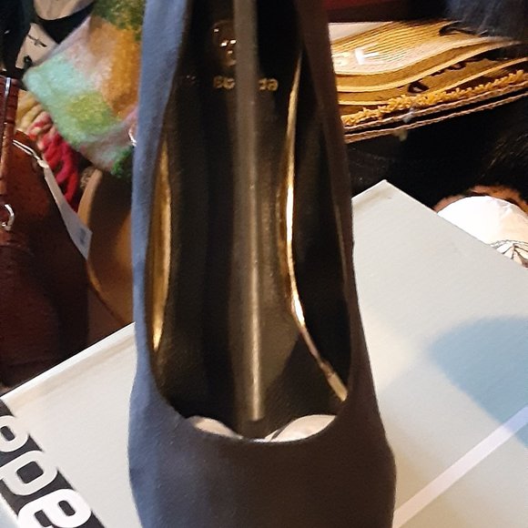 LA STRADA MYSTIQUE WEDGE PLATFORM SHOES GAGA STYLE BLACK SUEDE EURO HOLLAND - Picture 2 of 5